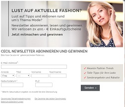 Cecil Gutschein Gewinnspiel, Cecil Gewinnspiel