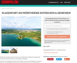 Wörthersee Kurzurlaub Gewinnspiel. Cosmopolitan Gewinnspiel