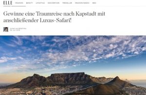 Südafrika Reise Gewinnspiel, Elle Gewinnspiel