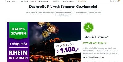 Rhein Reise Gewinnspiel, Pieroth Gewinnnspiel