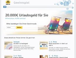 20000 Euro Gewinnspiel, Web.de Gewinnspiel