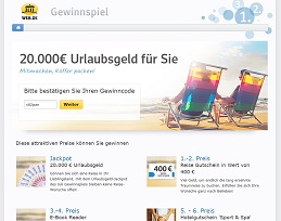 Web.de Bargeld Gewinnspiel, Web.de Gewinnspiel
