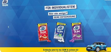 Mini Cooper Gewinnspiel, tic tac Gewinnspiel