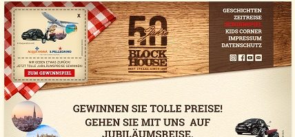 Block House Jubiläums Gewinnspiel, Block House Gewinnspiel