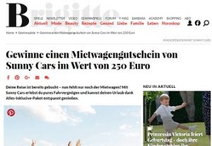 Sunny Cars Gutschein Gewinnspieln, Brigitte Gewinnspiel
