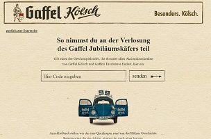 Gaffel Code eingeben, Gaffel Gewinnspiel