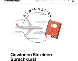 Lufthansa Sprachreise Gewinnspiel, Lufthansa Gewinnspiel