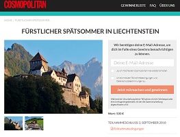 Lichtenstein Urlaub Gewinnspiel, Cosmopolitan Gewinnspiel