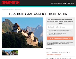 Lichtenstein Urlaub Gewinnspiel, Cosmopolitan Gewinnspiel
