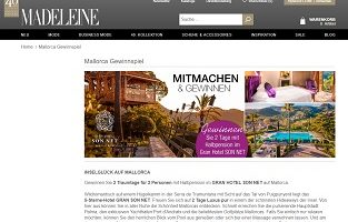 Mallorca Luxus-Reise Gewinnspiel, Madeleine Gewinnspiel