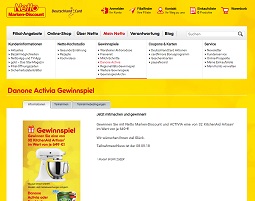 Netto Activia Gewinnspiel, Netto Gewinnspiel