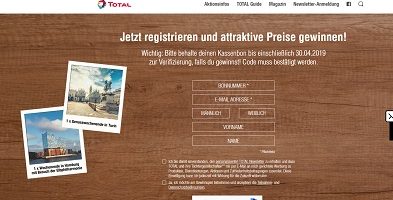 Total Kassenbon Code eingeben, Total Gewinnspiel