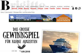 Karibik Mallorca Kreuzfahrt Gewinnspiel, Brigitte Gewinnspiel