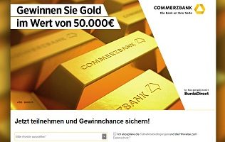 Commerzbank 50000 Euro Gold Gewinnspiel, Commerzbank Gewinnspiel