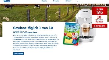 Milram Code eingeben, Milram Gewinnspiel