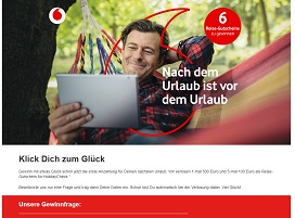 HolidayCheck Reisegutschein Gewinnspiel, Vodafone Gewinnspiel