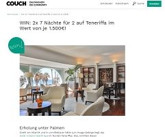 Teneriffa Urlaub Gewinnspiel, Couch Gewinnspiel