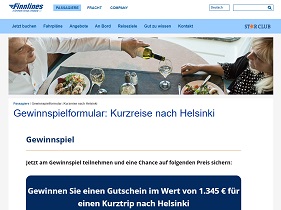 Helsinki Kurzreise Gewinnspiel, Finnlines Gewinnspiel