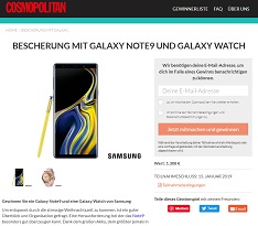 Samsung Note 9 Gewinnspiel, Cosmopolitan Gewinnspiel