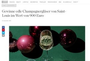 Saint-Louis Champagner Gläser Gewinnspiel, Elle Gewinnspiel