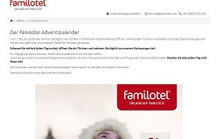 Familotel Gewinnspiel, Familotel Adventskalender