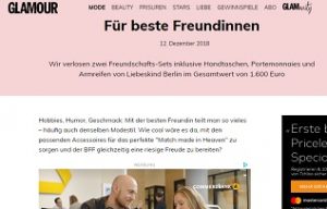 Glamour Freundschafts-Set Gewinnspiel, Glamour Gewinnspiel