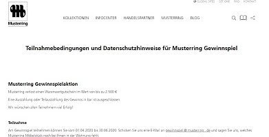 Musterring Gutschein Gewinnspiel, Musterring Gewinnspiel