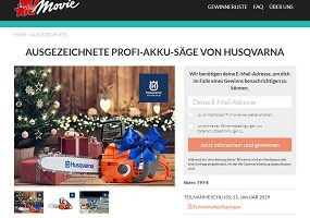 Husqvarna Akku Kettensäge Gewinnspiel, TV Movie Gewinnspiel