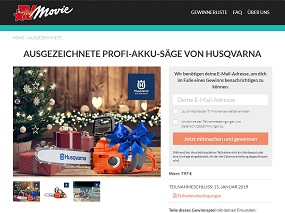 Husqvarna Akku Kettensäge Gewinnspiel, TV Movie Gewinnspiel
