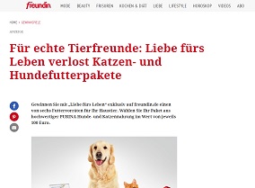 Purina Futter-Paket Gewinnspiel, freundin Gewinnspiel