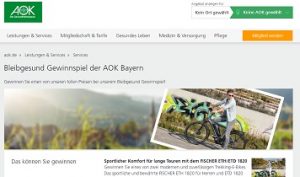Fischer E-Bike Gewinnspiel, AOK Gewinnspiel
