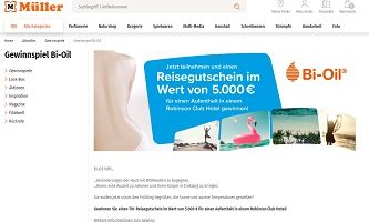 Robinson Club Hotel Reise Gewinnspiel, Müller Gewinnspiel