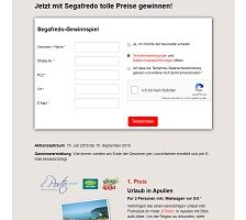 Italien Urlaub Gewinnspiel, Segafredo Gewinnspiel