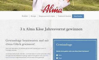 Käse Jahresvorrat Gewinnspiel, Alma Gewinnspiel