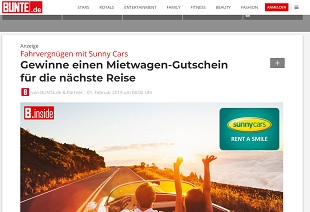 Sunny Cars Gutschein Gewinnspiel, Bunte Gewinnspiel