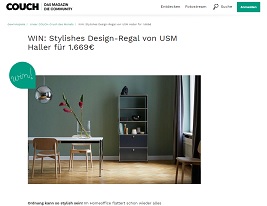 USM Haller Designer-Regal Gewinnspiel, Couch Gewinnspiel