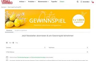 Blume2000 Bargeld Gewinnspiel, Blume2000 Gewinnspiel