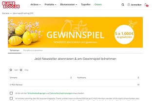 Blume2000 Bargeld Gewinnspiel, Blume2000 Gewinnspiel
