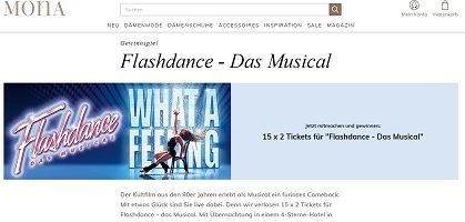 Flashdance Musical Gewinnspiel, Mona Gewinnspiel