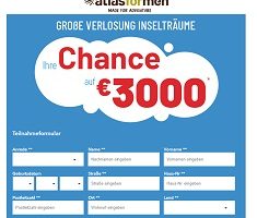 Atlas for Men Bargeld Gewinnspiel, Atlas for Men Gewinnspiel