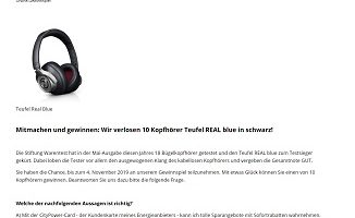 Teufel Kopfhörer Gewinnspiel, Citypower Gewinnspiel