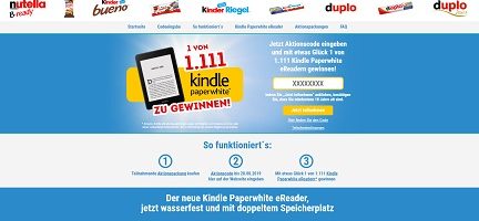 www.ferrero-ereader.de, Ferrero Gewinnspiel