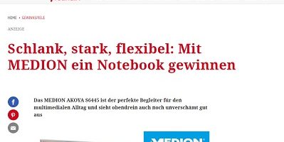 Medion Notebook Gewinnspiel, freundin Gewinnspiel