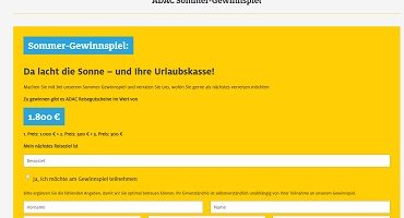 ADAC Reisegutschein Gewinnspiel, ADAC Gewinnspiel