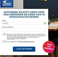 Daenischesbettenlager Rubbelos, Daenisches Bettenlager Code eingeben, Daenisches Bettenlager
