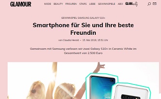 Samsung Galaxy S10 Plus Gewinnspiel, Glamour Gewinnspiel