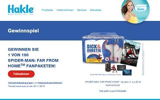 www.dickunddurstig.de/spider-man, Dick und Durstig Gewinnspiel, Hakle Gewinnspiel