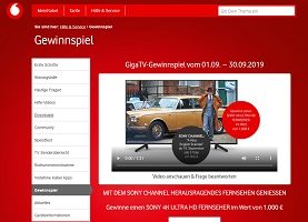 Sony 4K Ultra HD Fernseher Gewinnspiel, Kabel Deutschland Gewinnspiel