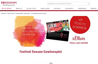 Rossmann Gewinnspiel, Holi Festival VIP-Tickets Gewinnspiel