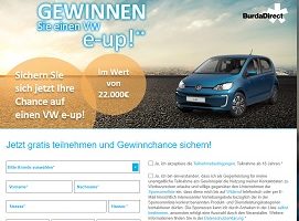 Burda Gewinnspiel, VW e-up Gewinnspiel